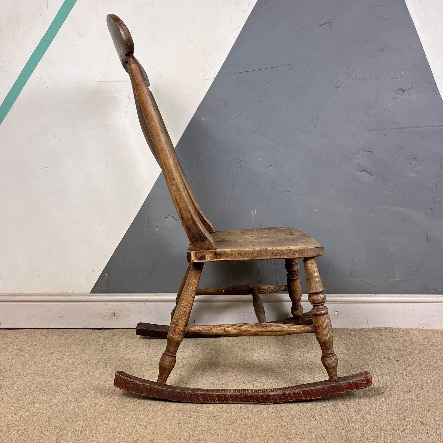 Antique Elm Oak Wooden Rocking chair