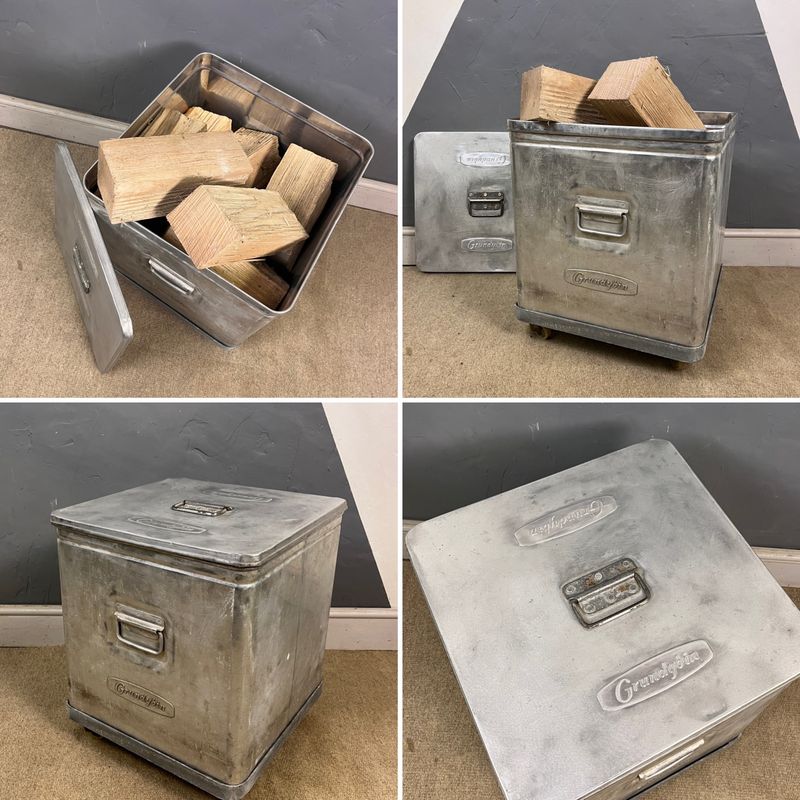 Industrial Storage Bin Grundy Bin Vintage 1950s Metal