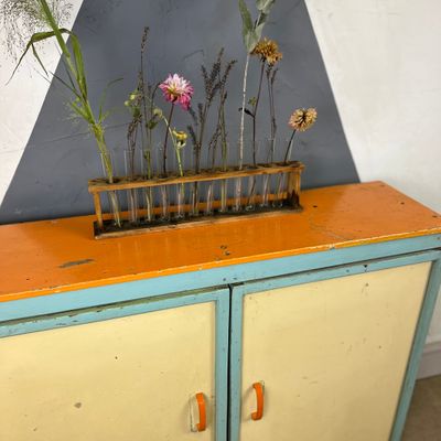 Vintage Kitchen Wall Cupboard Plate Rack