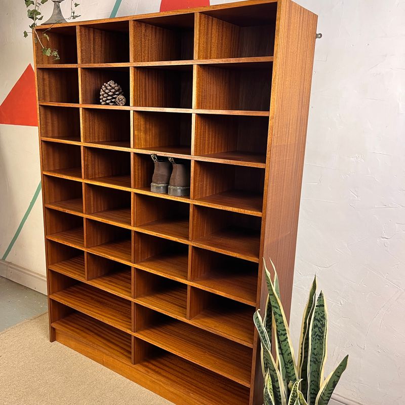 ​Large Mid Century 1950s Teak Pigeon Holes Storage Unit