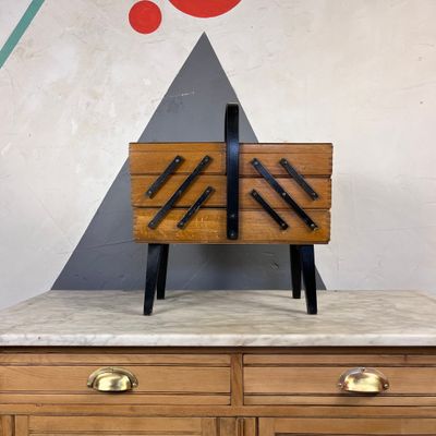 Cantilever Sewing Box Mid Century Modernist Storage