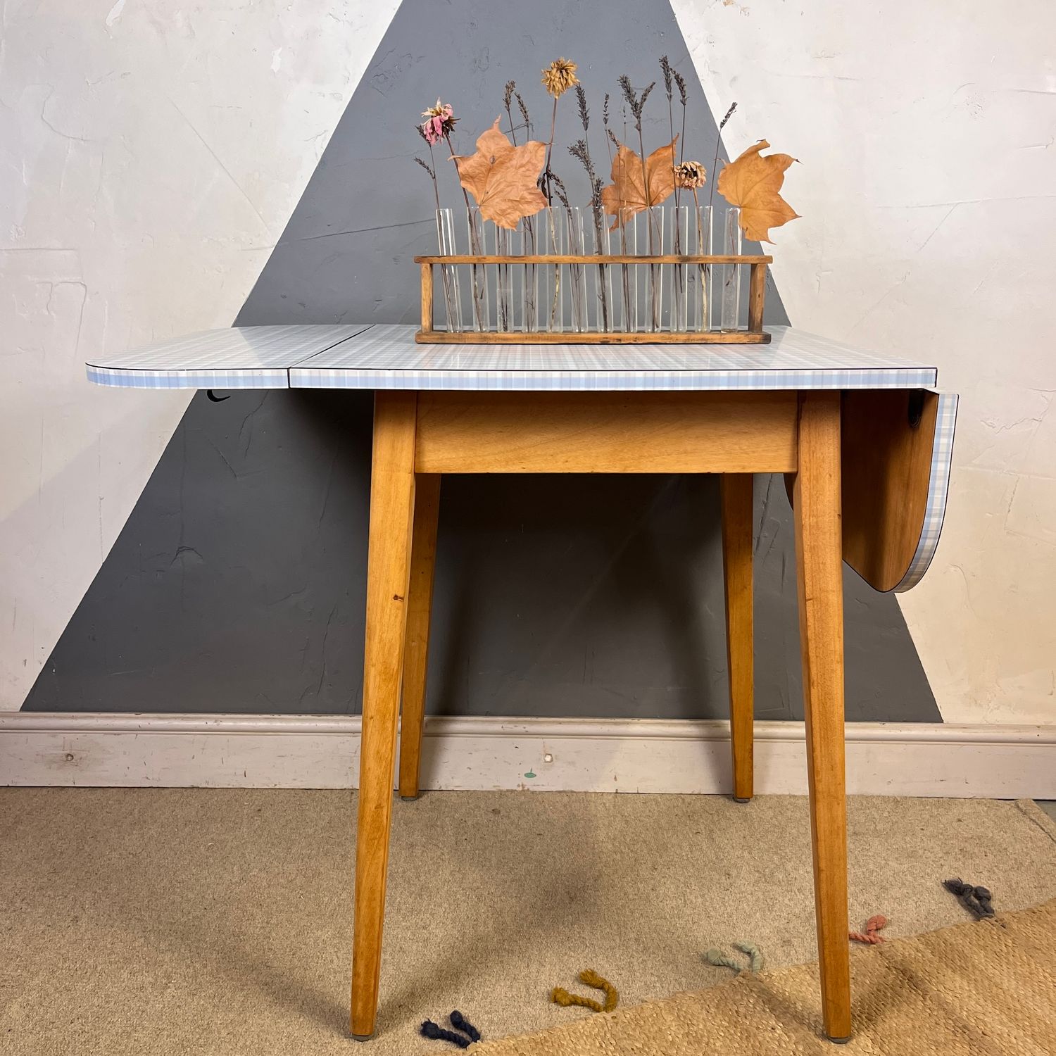​Vintage Mid Century Formica Blue Folding Table