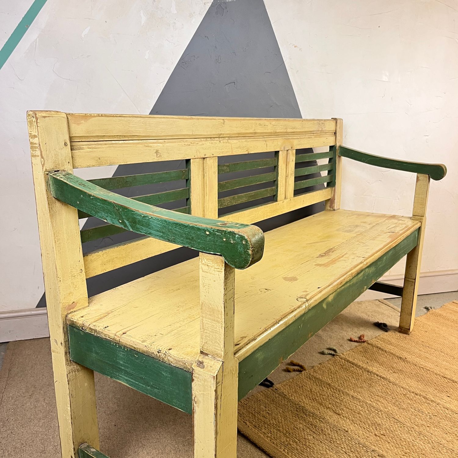 ​Old Rustic Pine Painted Bench Garden Seat