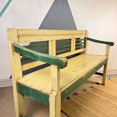​Old Rustic Pine Painted Bench Garden Seat