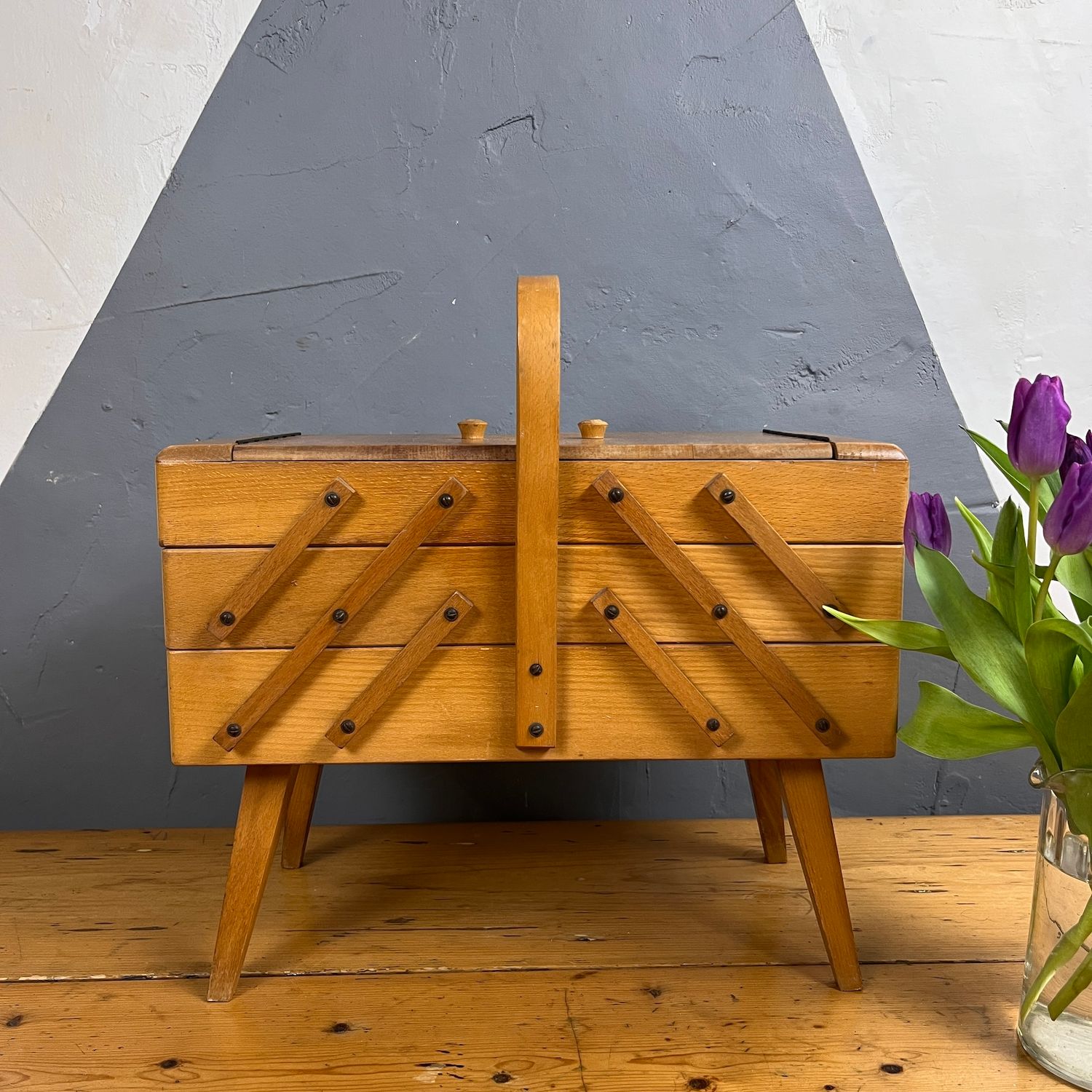 Cantilever Sewing Box Mid Century Modernist Storage