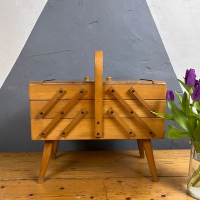 Cantilever Sewing Box Mid Century Modernist Storage