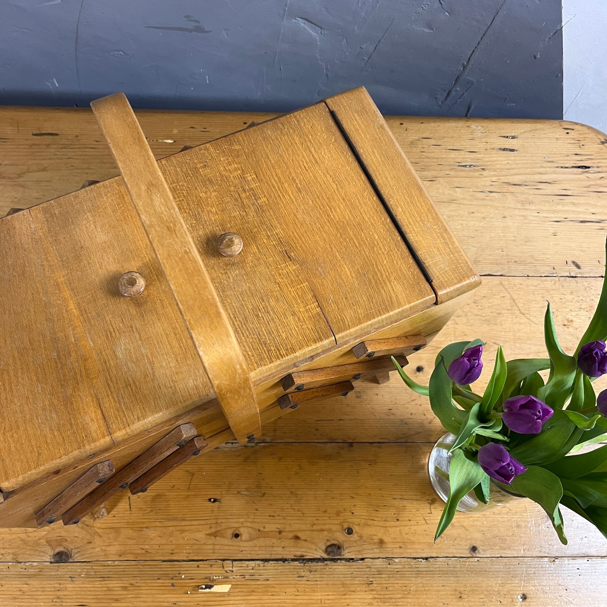 Cantilever Sewing Box Mid Century Modernist Storage