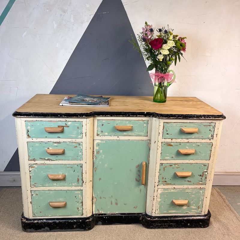 ​1930s Pine Painted Vintage Sideboard