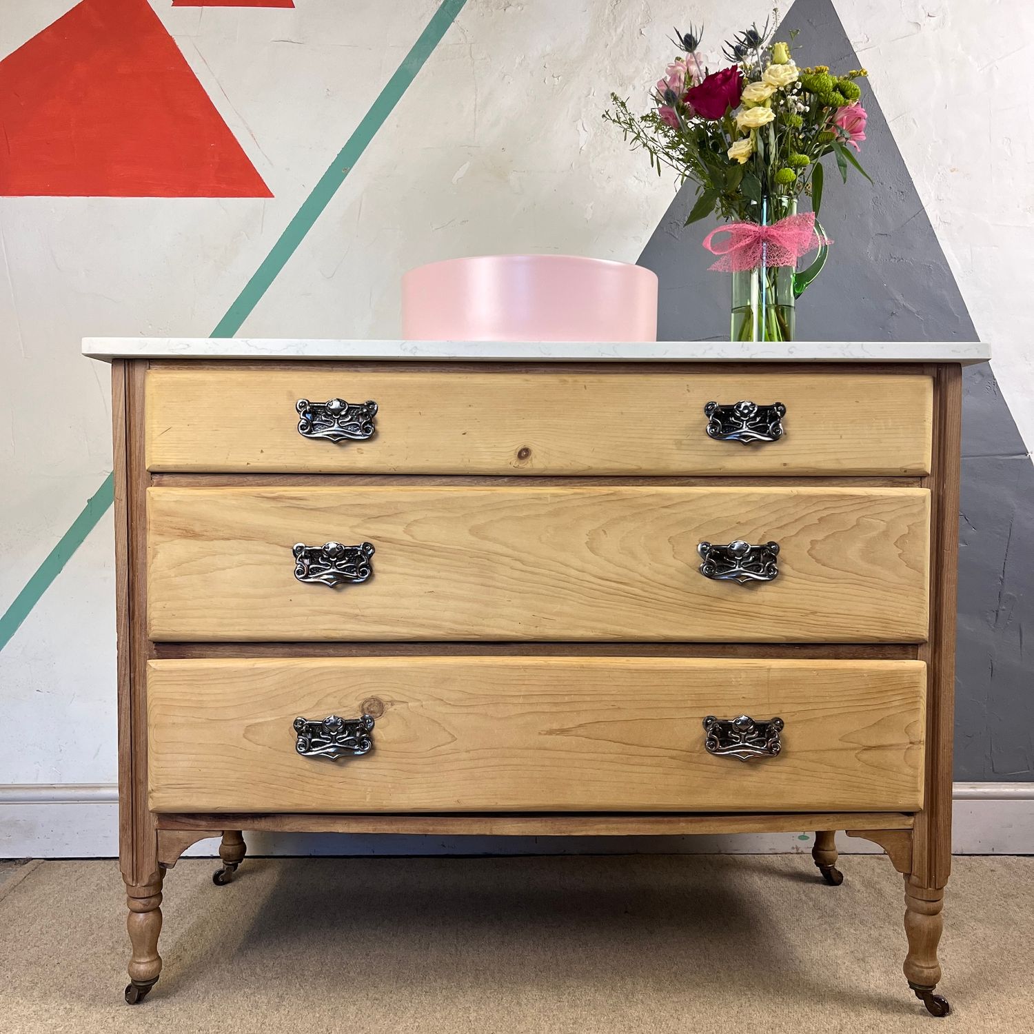 ​Art Nouveau Pine Washstand Drawers