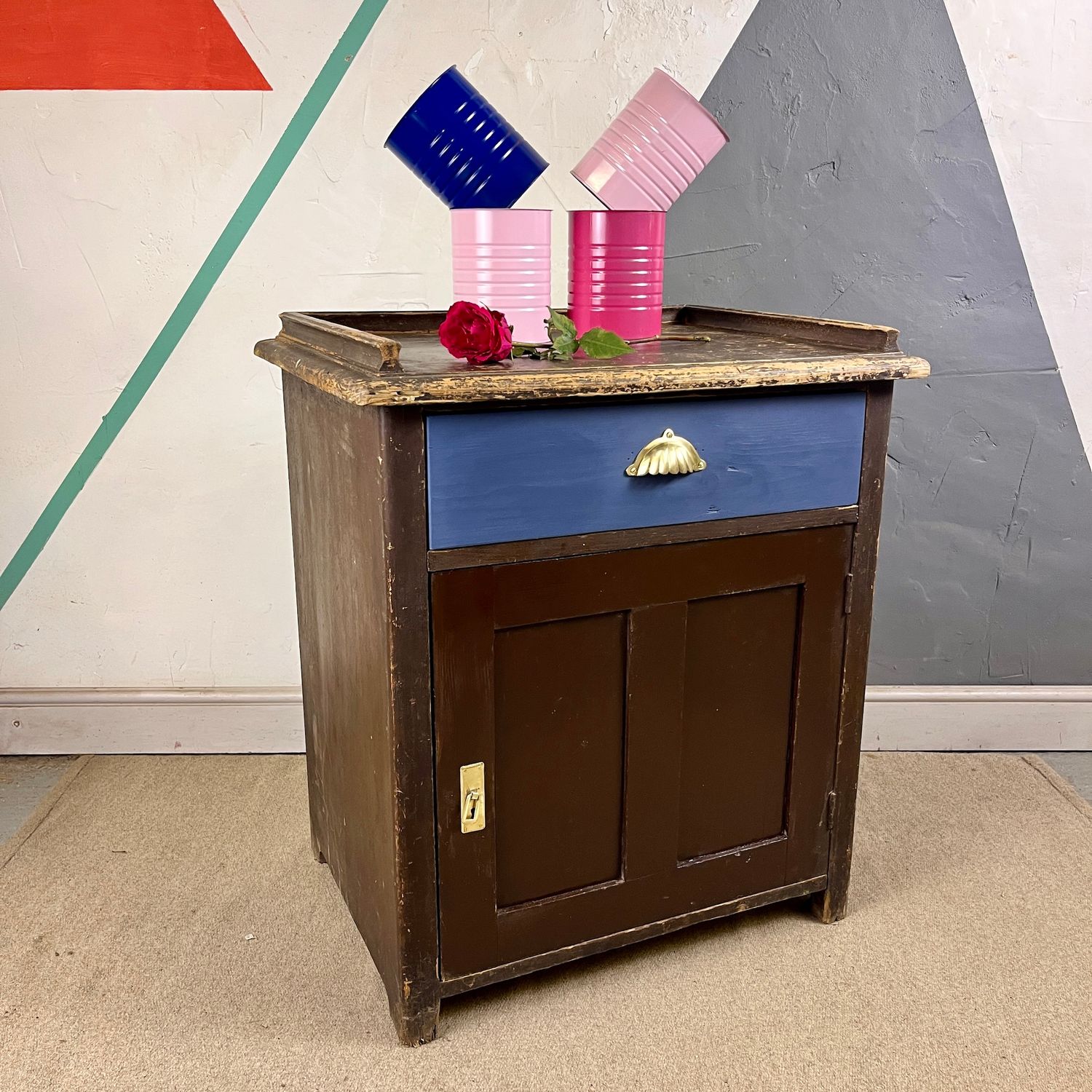 Victorian Painted Pine Sideboard Shop Fitting Counter Till Unit