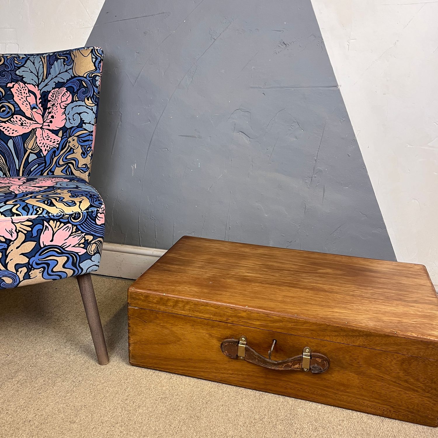 ​Mid Century wooden Suitcase Chest