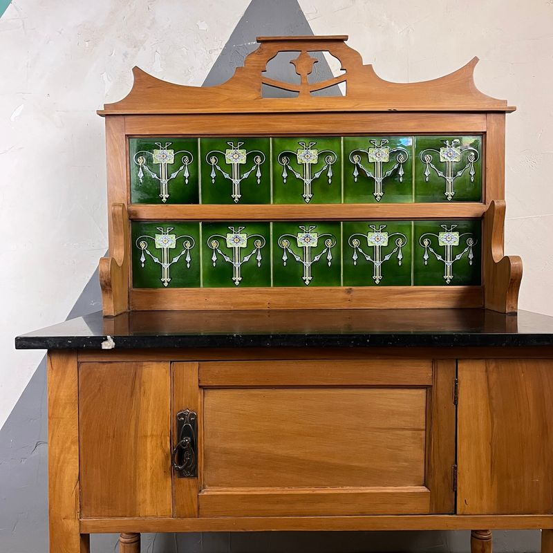 ​Green Art Nouveau Vanity Washstand Sideboard