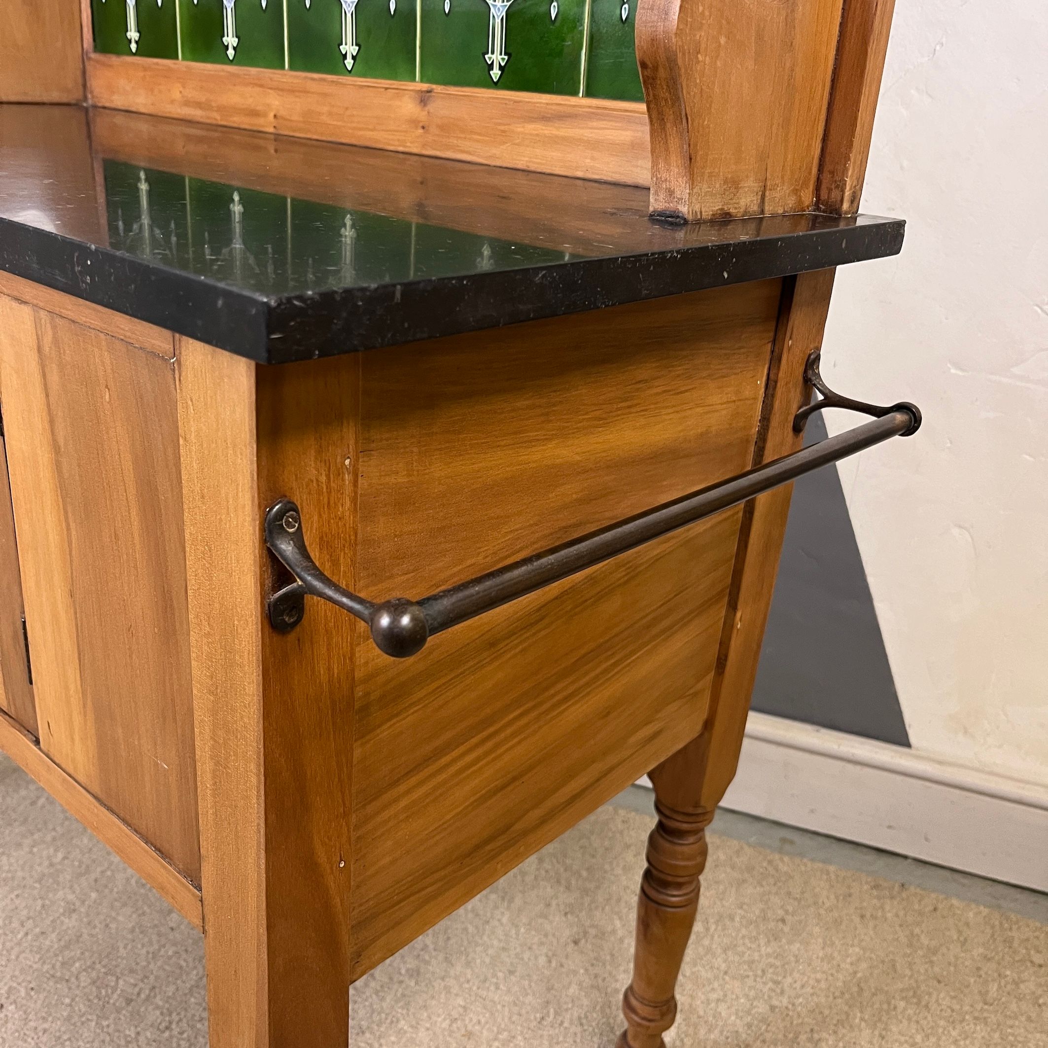 Green Art Nouveau Vanity Washstand Sideboard