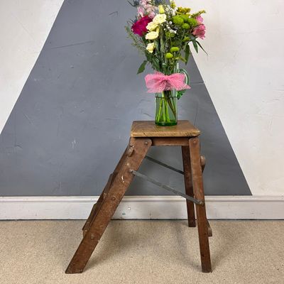 ​Small Vintage Stepladder Rustic 1940s Farmhouse Bedside Table