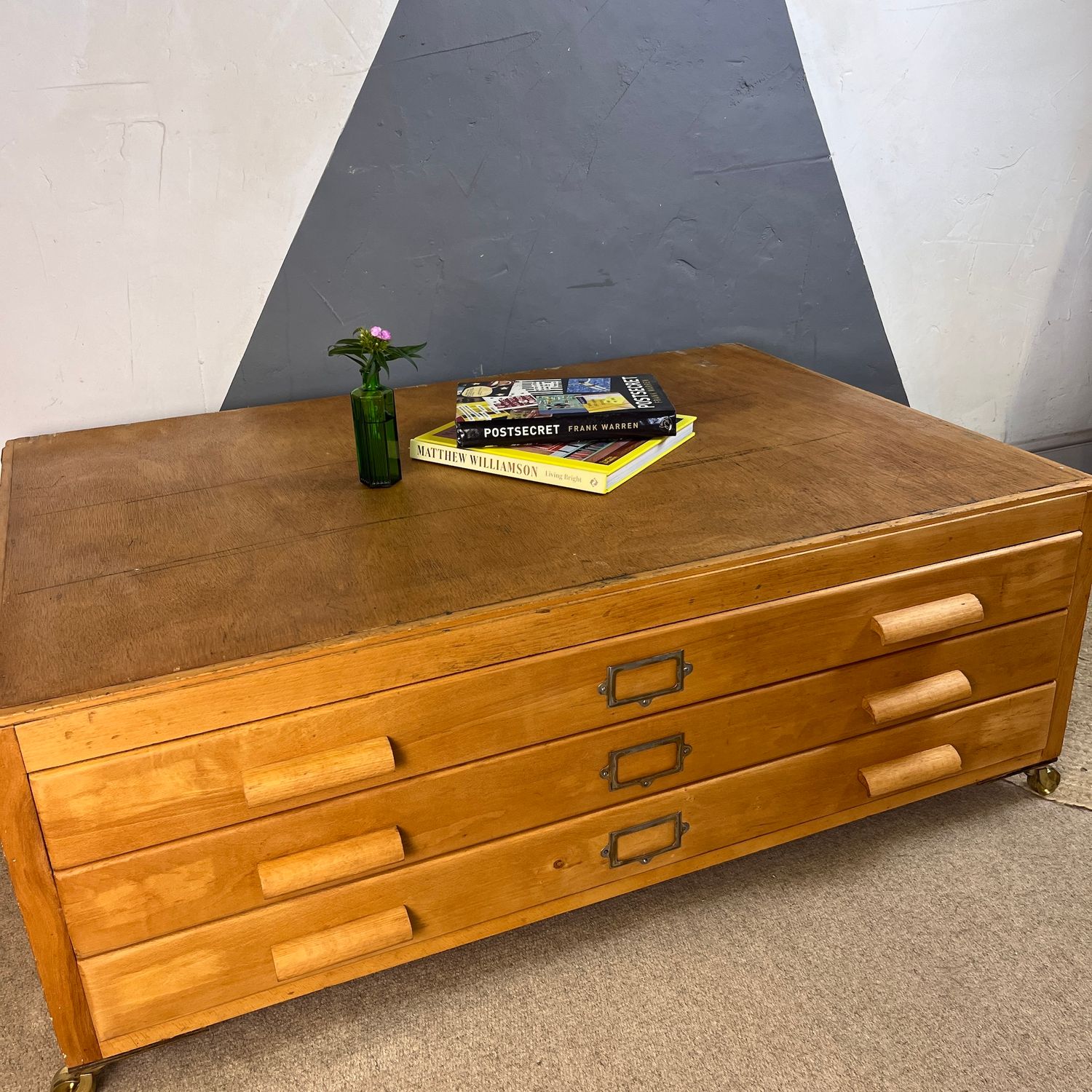 Architects Plan Chest Drawers Coffee Table Industrial Map Art Storage