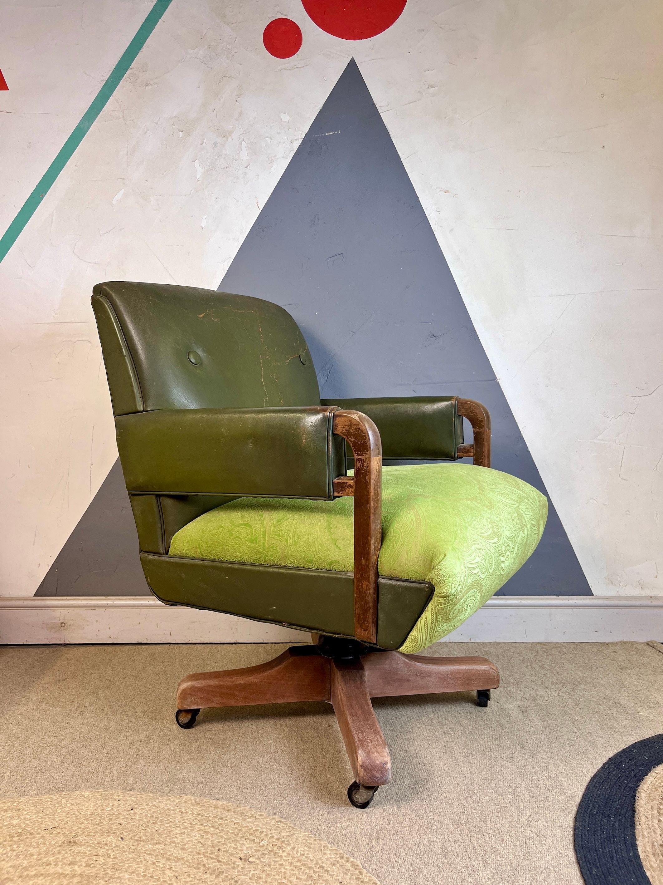 Vintage Office Chair Mid Century Modernist Swivelling Seat