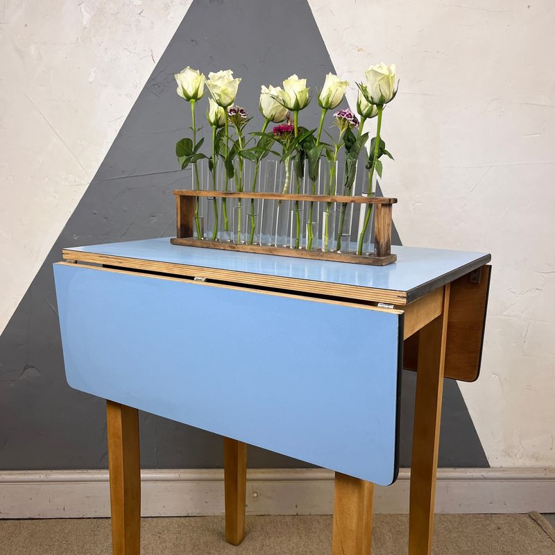Blue Formica Extending Kitchen Dining Table