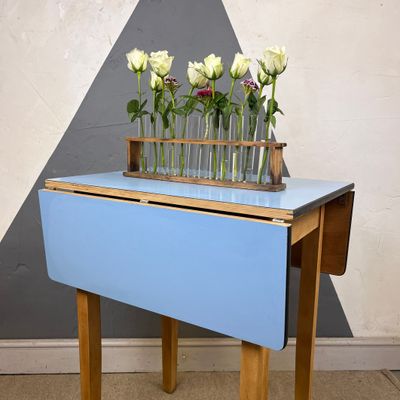 Blue Formica Extending Kitchen Dining Table
