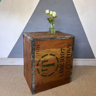 Vintage Tea Chest Trunk Wooden Box Crate Storage Side Table Bed Side