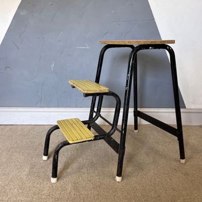 ​Folding Industrial Metal Vintage Mid Century Step Up Stool Ladders