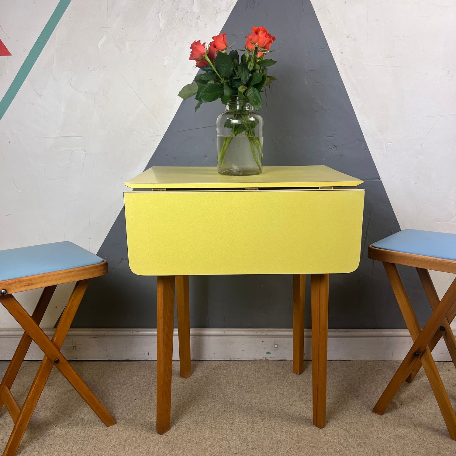 Vintage Mid Century Yellow Formica Table