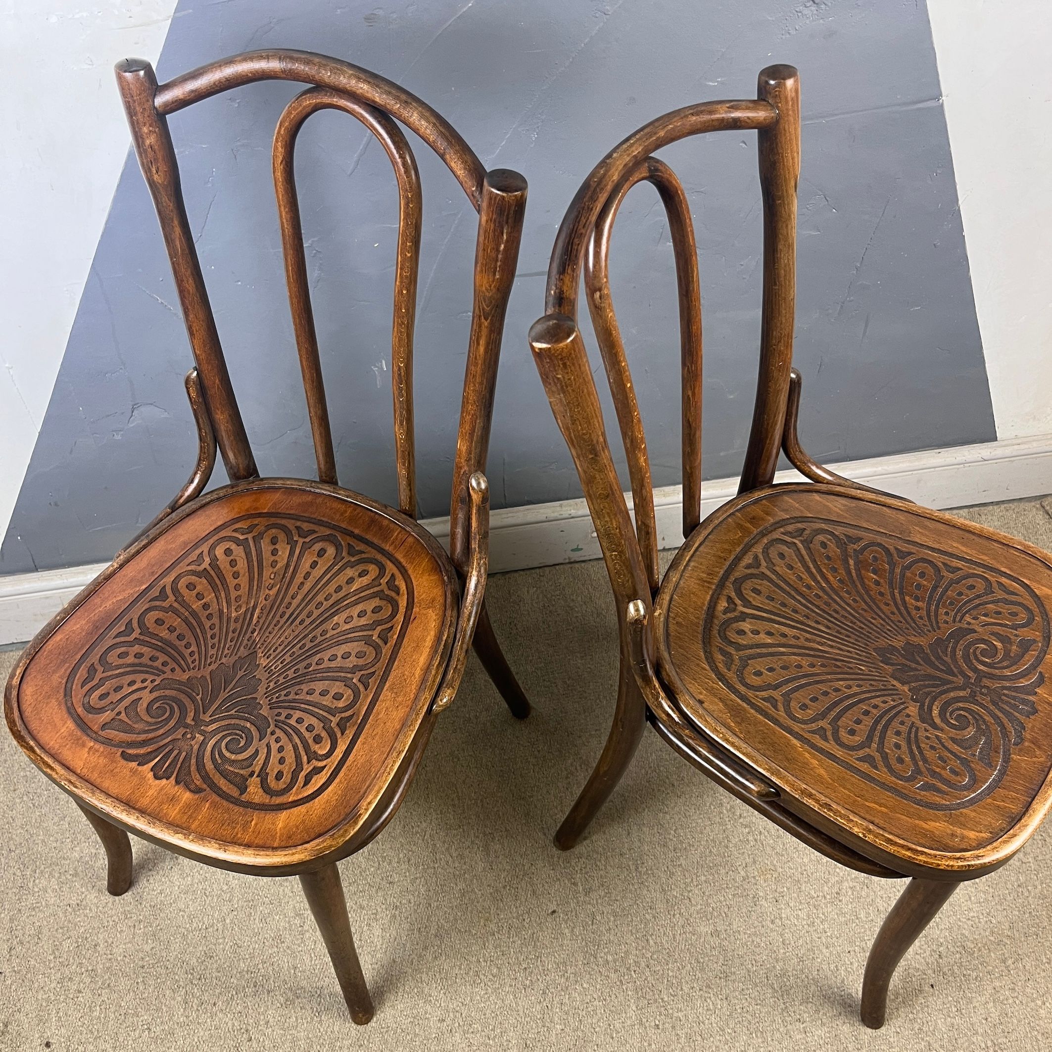 Bentwood Chair Thonet Fischel 1920s Patten Seat PAIR