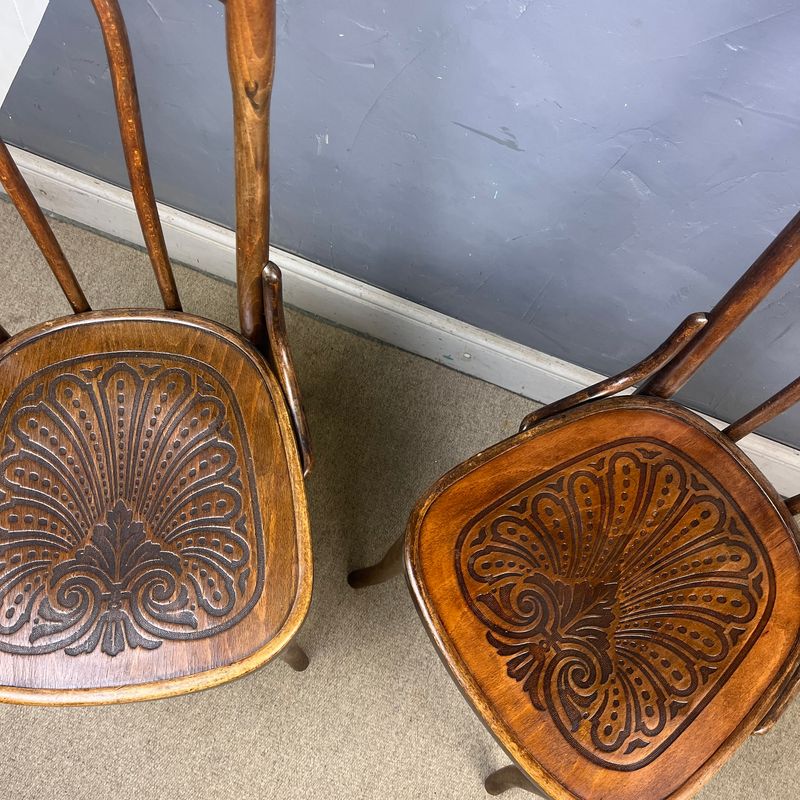 ​Bentwood Chair Thonet Fischel 1920s Patten Seat PAIR