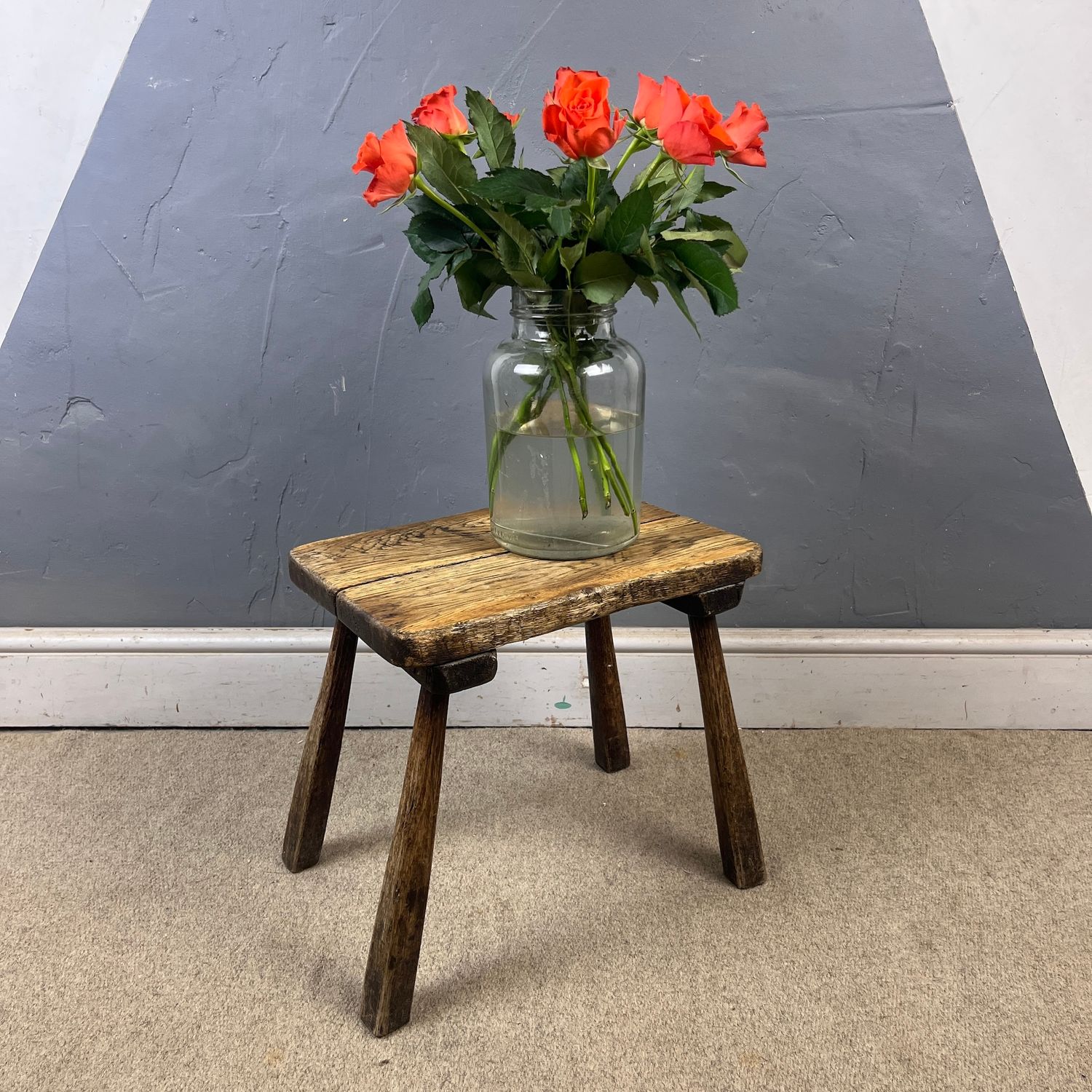 Rustic Victorian Antique Milking Stool Primitive Seat