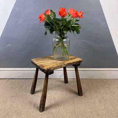 Rustic Victorian Antique Milking Stool Primitive Seat