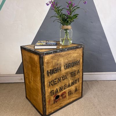 Vintage Tea Chest Trunk Wooden Box Crate Storage Side Table Bed Side