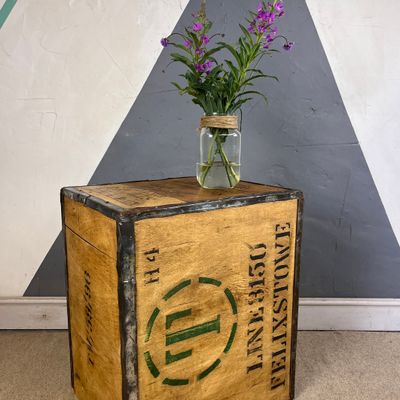 Vintage Tea Chest Trunk Wooden Box Crate Storage Side Table Bed Side