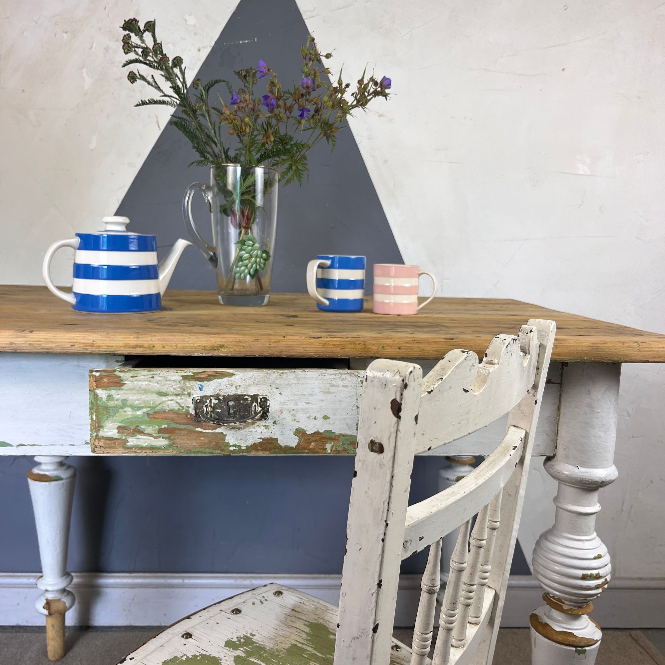 White Chippy Farmhouse Table Pine