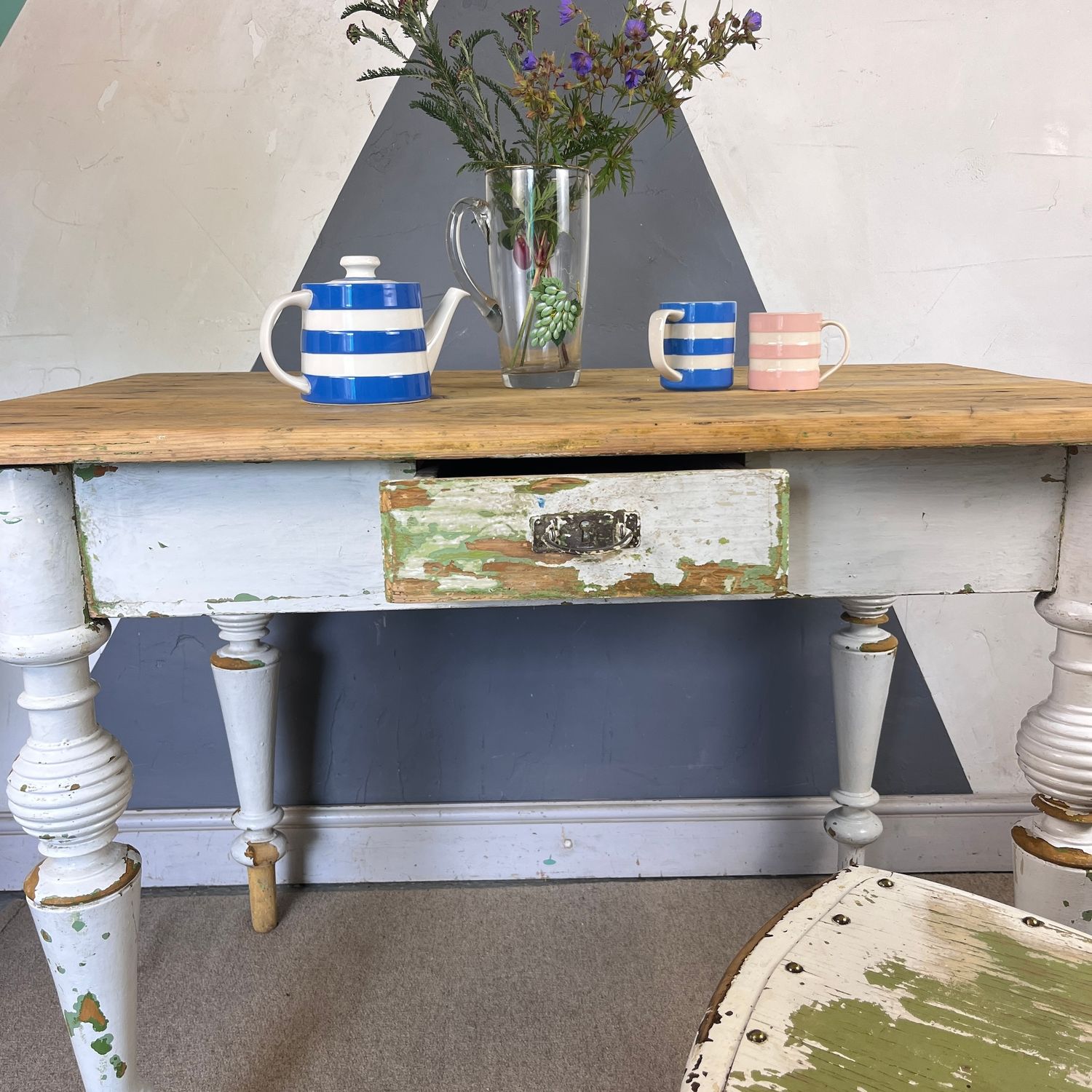 White Chippy Farmhouse Table Pine