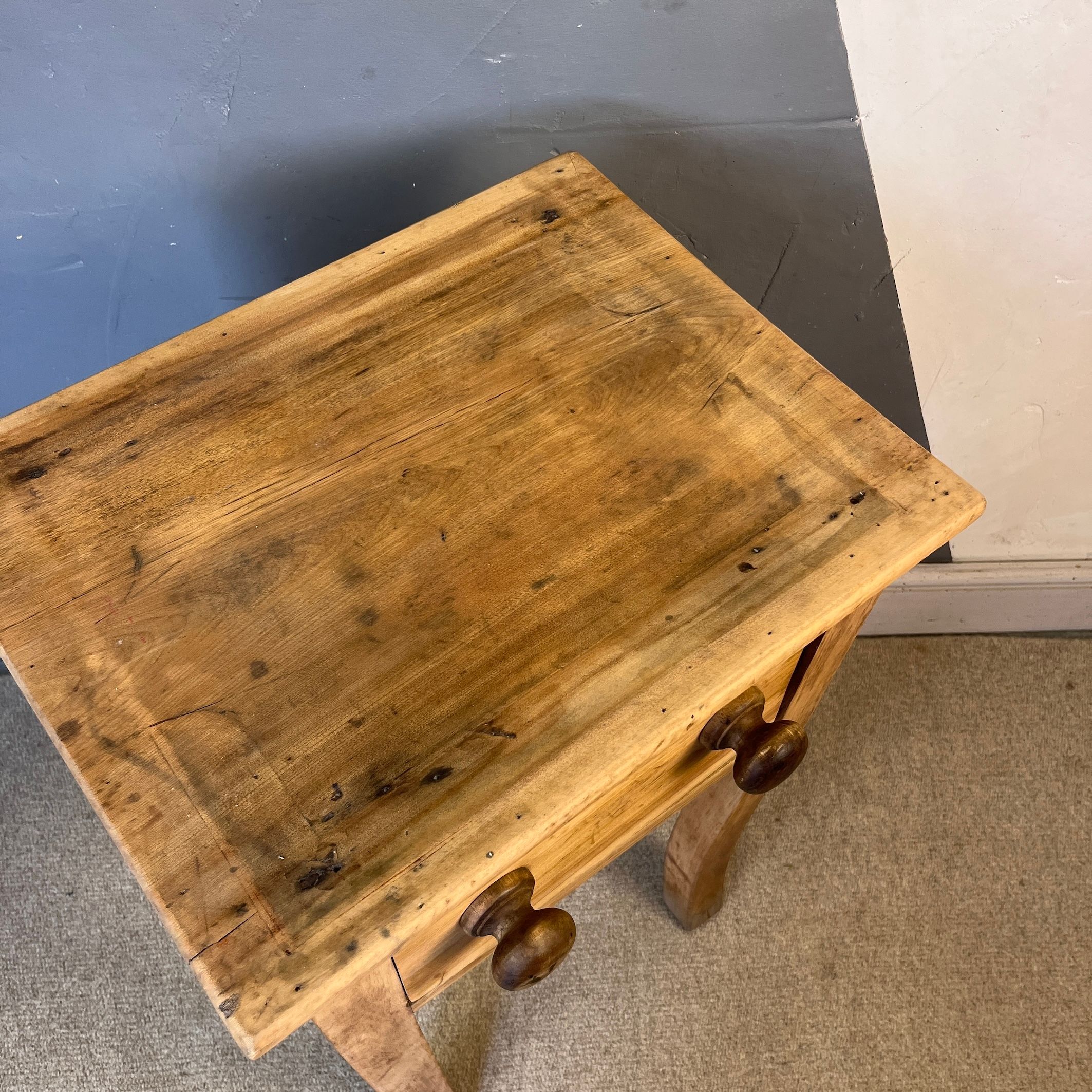 Rustic Pine Victorian Bedside Side Table