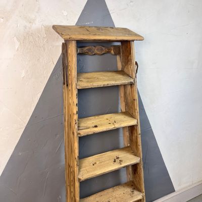 Antique Vintage Step Ladders Wooden Pine Old Restored