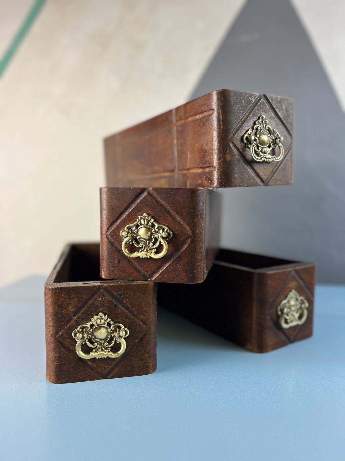 Vintage Storage Box Drawer Singer Wooden Shelf Rack