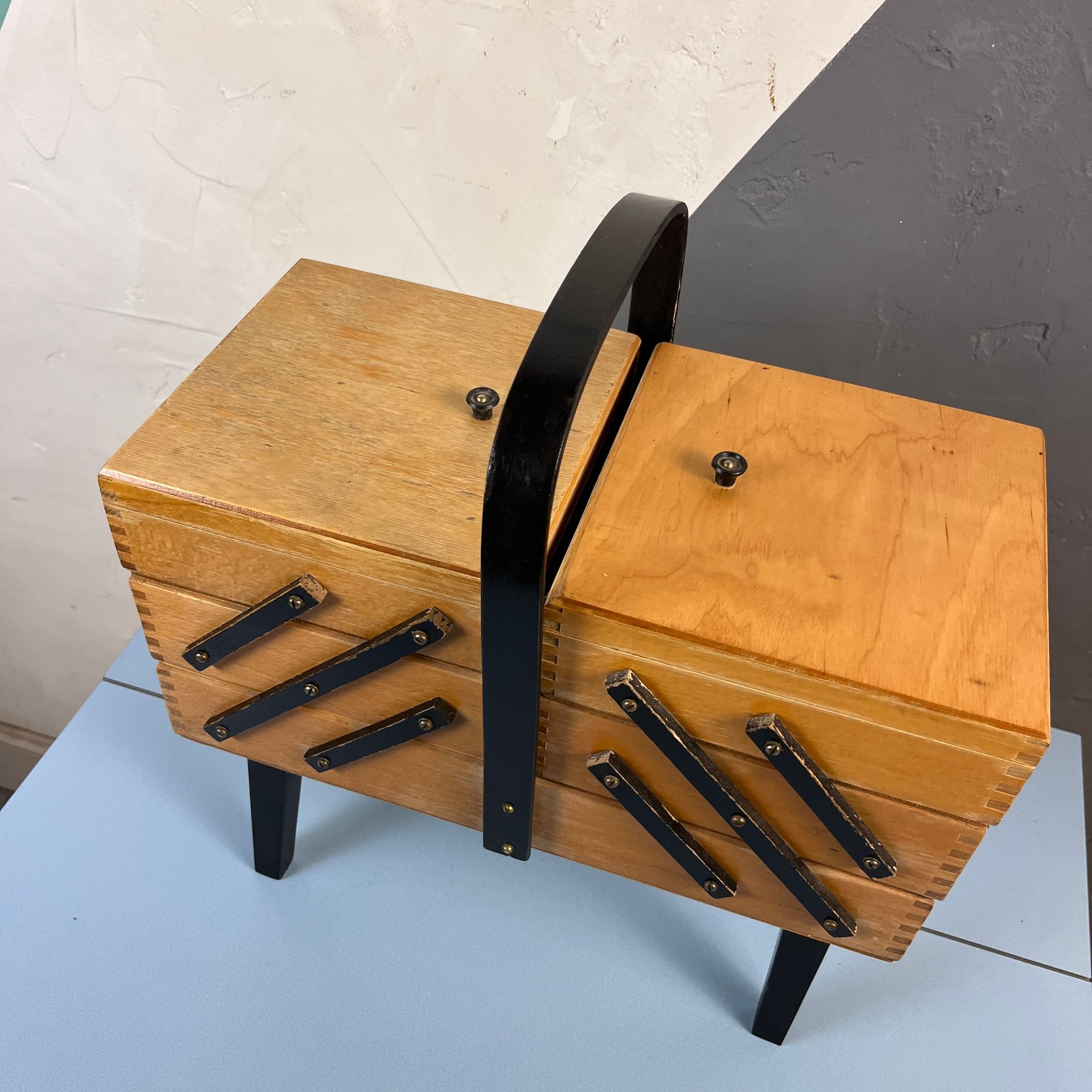 Cantilever Sewing Box Mid Century Modernist Storage