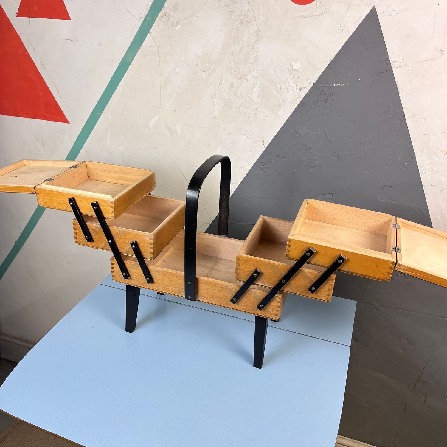 Cantilever Sewing Box Mid Century Modernist Storage