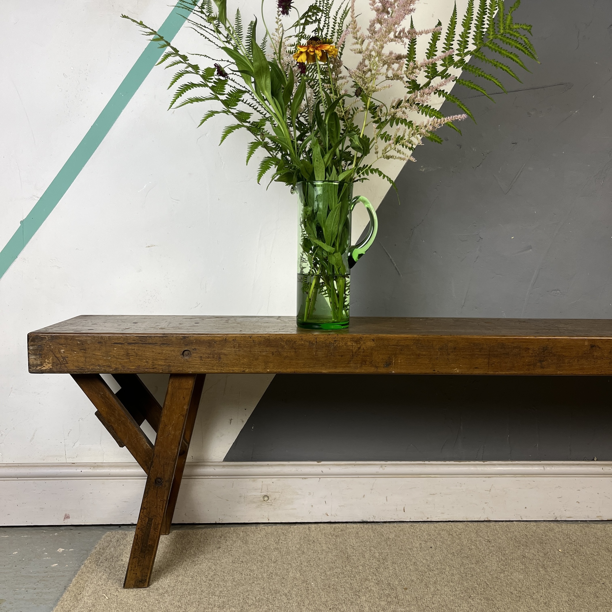 6ft Vintage Mid Century Folding Bench Seat