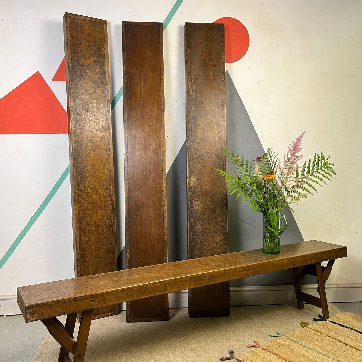 6ft Vintage Mid Century Folding Bench Seat