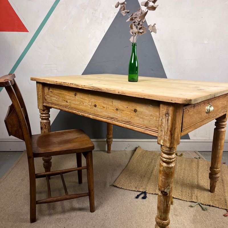 Antique Pine Kitchen Farmhouse Dining Table