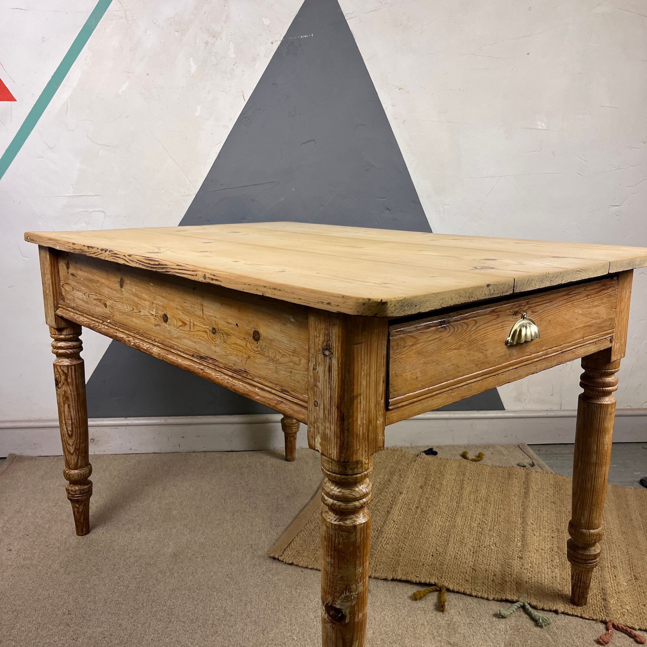 Antique Pine Kitchen Farmhouse Dining Table