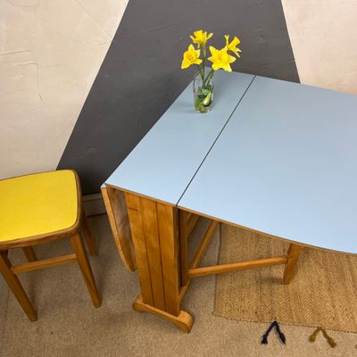 Blue Formica Kitchen Dining Table Mid Century Dining