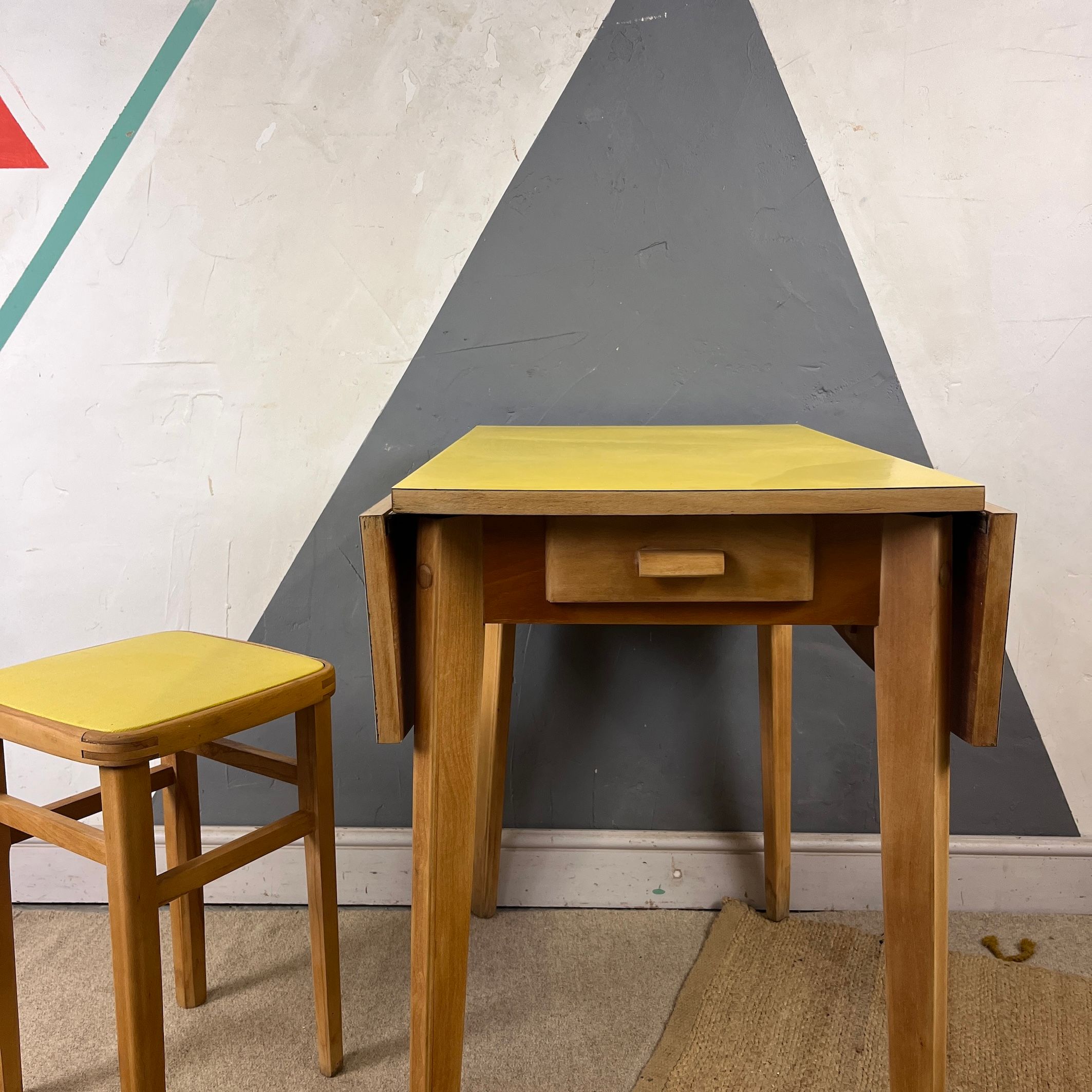 ​Mid Century Yellow Extending Formica Table