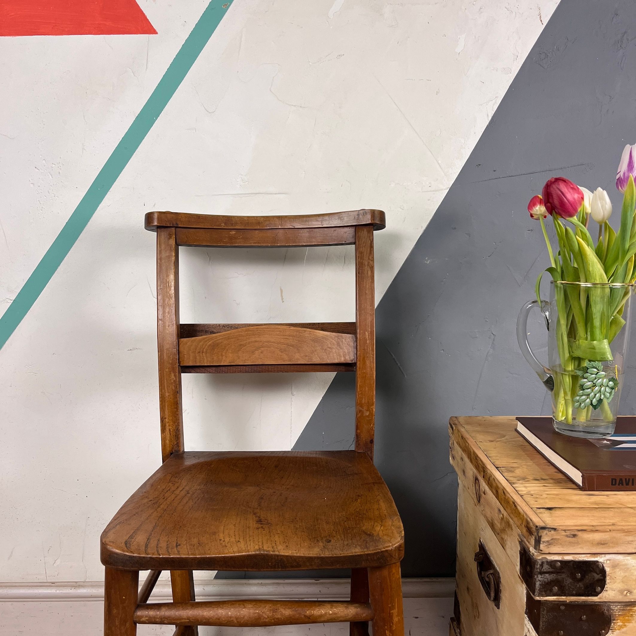 Antique Chapel Church Chair Elm