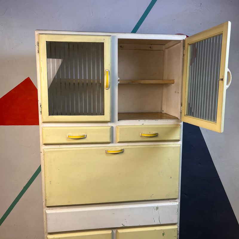 ​Vintage Yellow Mid Century Kitchen Larder Cupboard ​Vintage Yellow Mid Century Kitchen Larder Cupboard