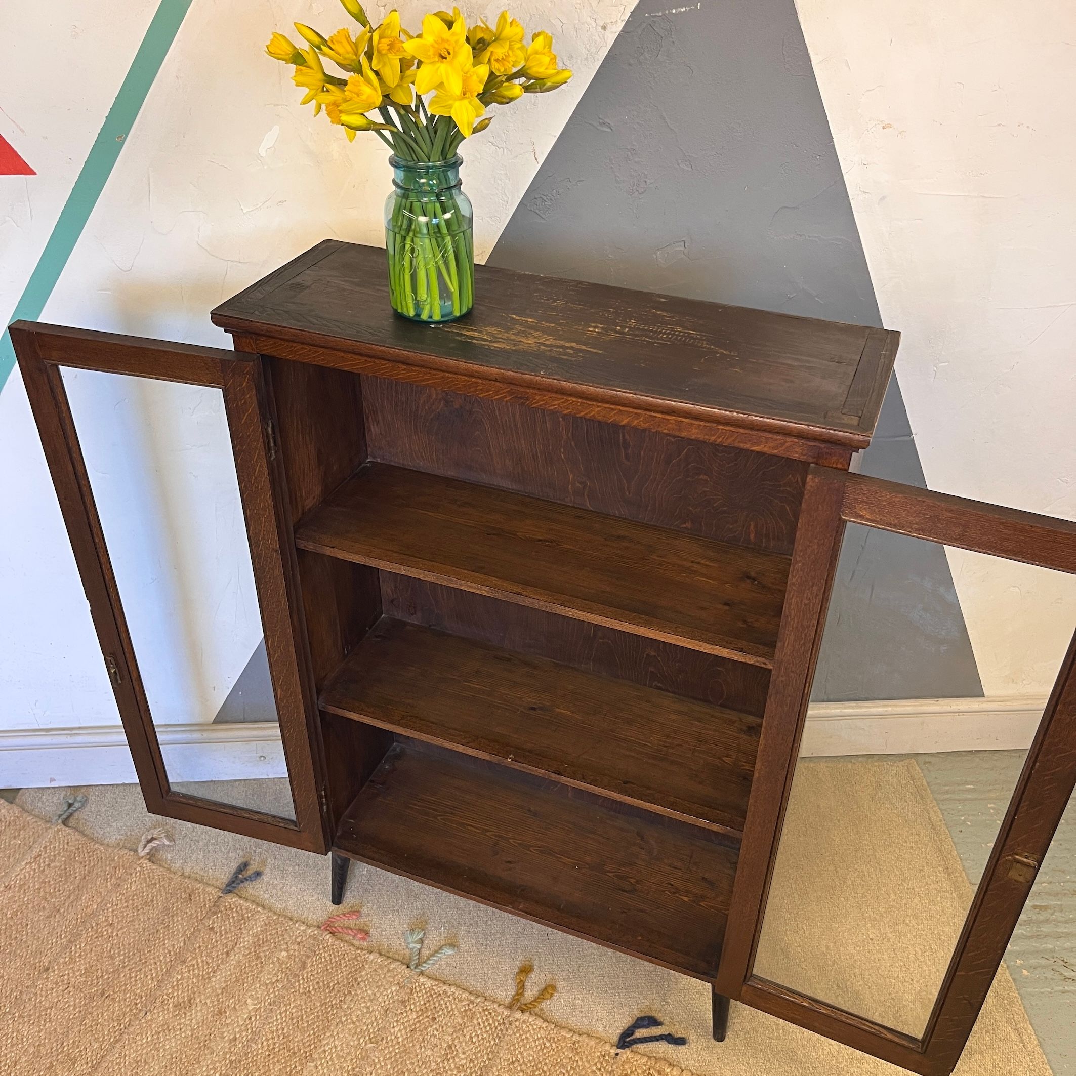 Antique Oak Glazed Cabinet