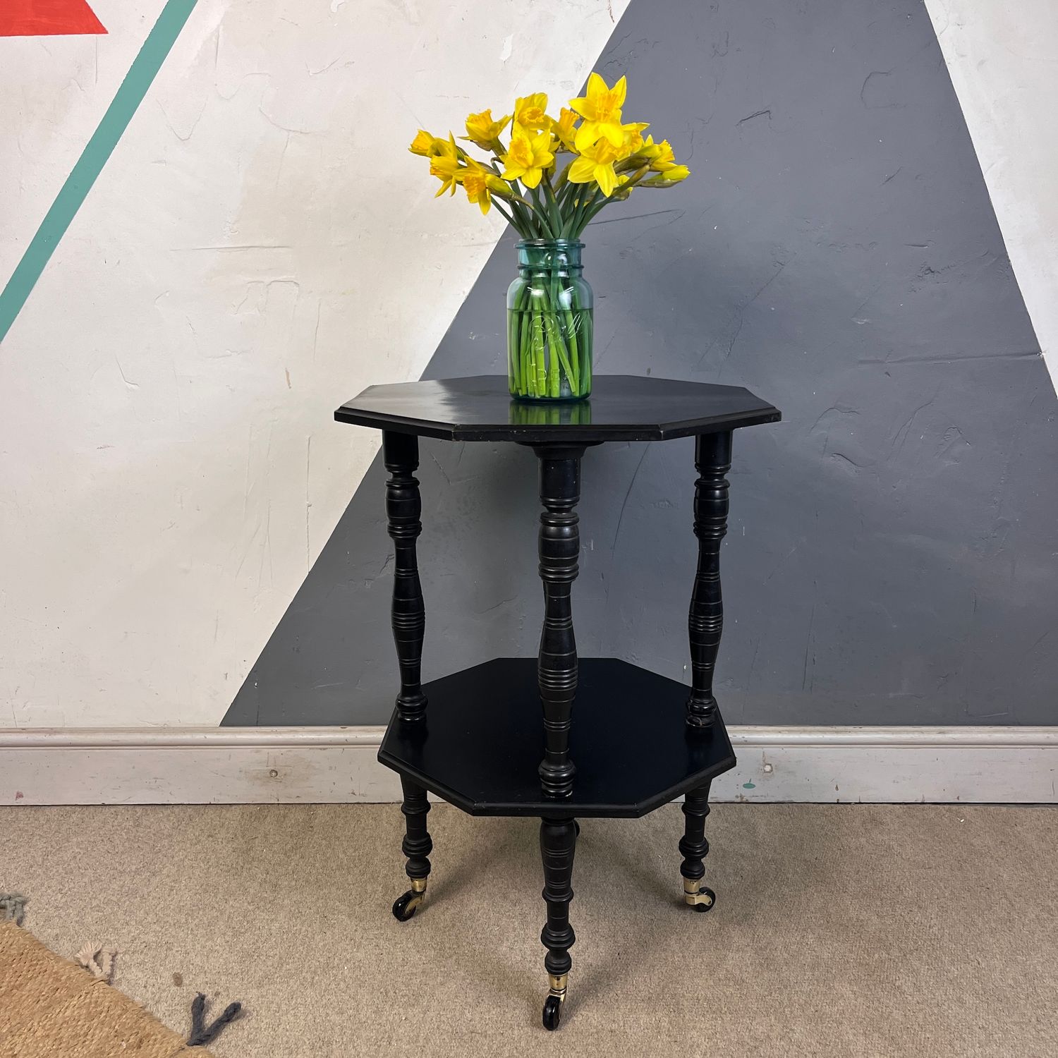 Antique Octagonal Ebonised Occasional Table