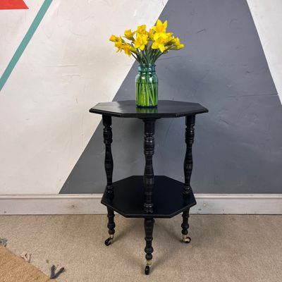 Antique Octagonal Ebonised Occasional Table