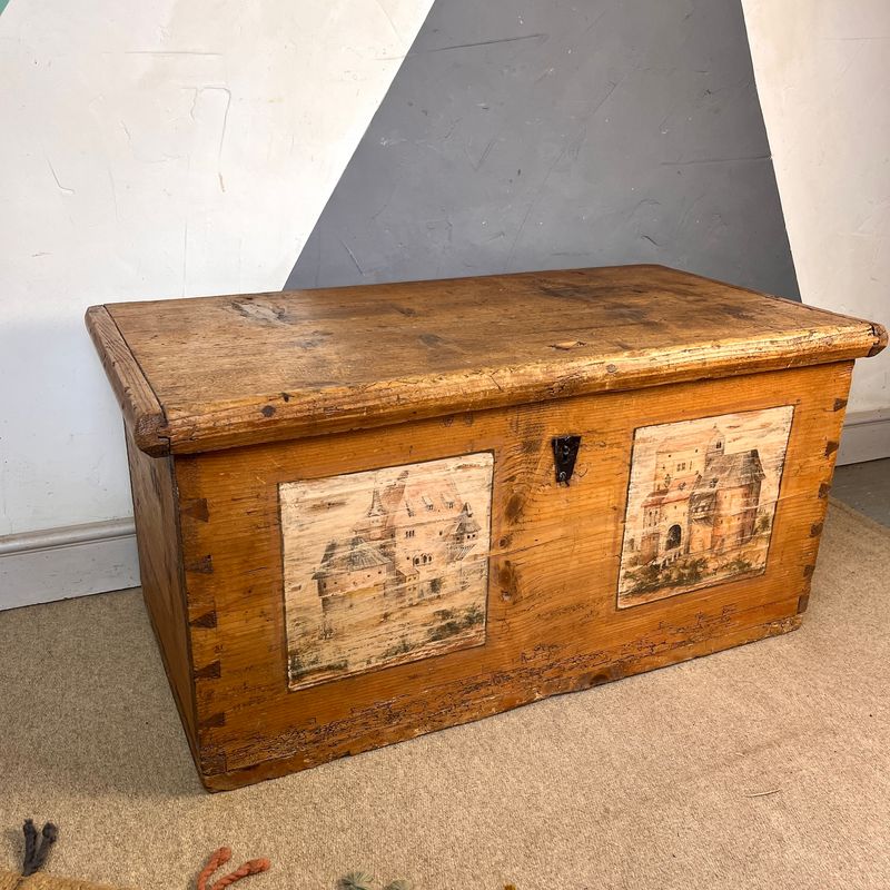 Large Pine Antique Dutch Chest Coffee Table